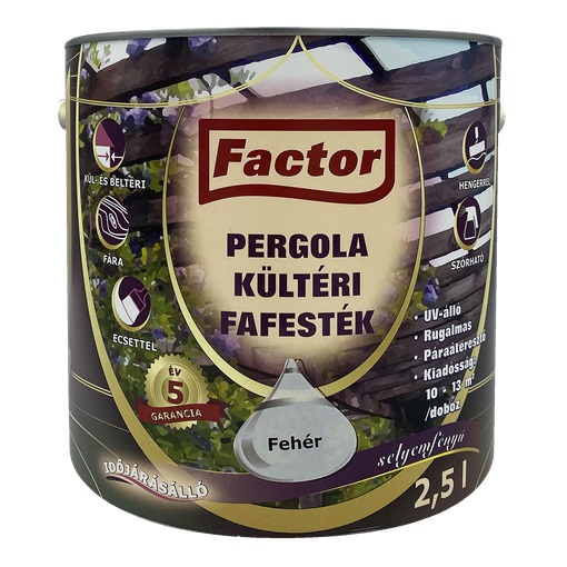 Factor Pergola kültéri fafesték fehér  2,5 L