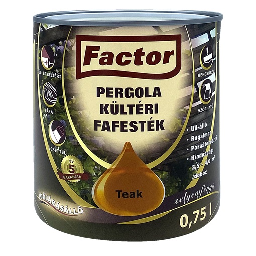 Factor Pergola kültéri fafesték teak  0,75 L