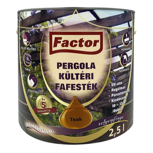 Factor Pergola kültéri fafesték teak  2,5 L