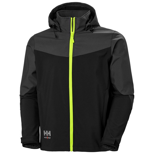 HH Oxford softshell dzseki fekete/neon zöld cipzárral 74290_999-3XL